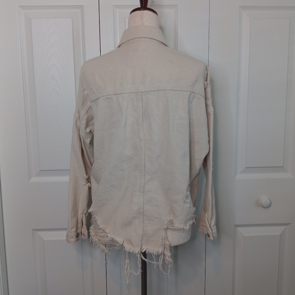 Distressed Cream Denim GB Jacket - Picture 2 of 9